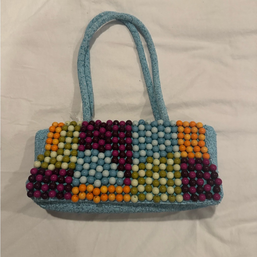 Elegant Blue and Purple Shoulder Bag with Sleek Design